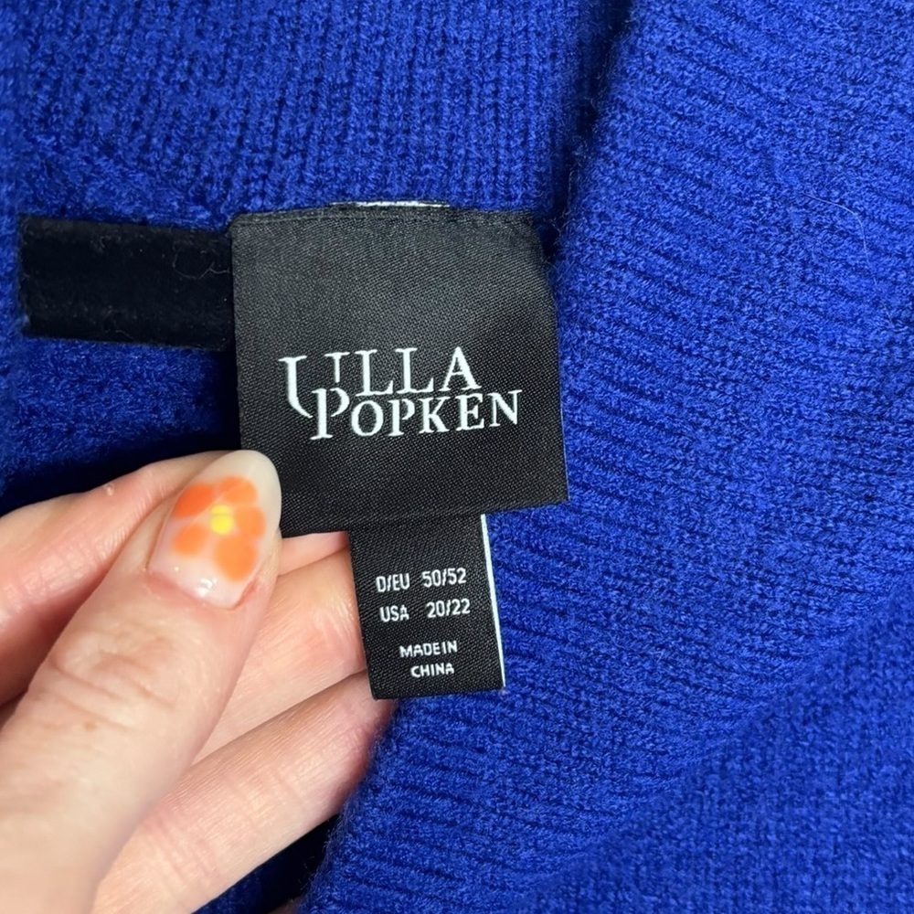 Ulla Popkin Blue Knit Pullover High Low Sweater Size 20/22 - Picture 4 of 10